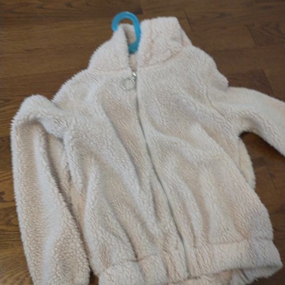 Pink Faux Wool Zip Up Hoodie With Pockets - Picture 3 of 3